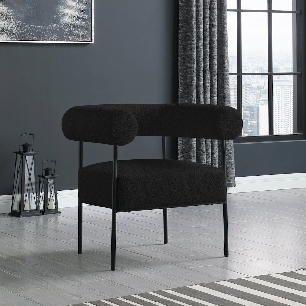 Blake Black Boucle Fabric Accent Chair. Picture 2