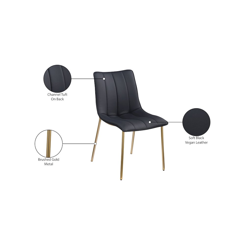 Isla Black Vegan Leather Dining Chair, Set of 2. Picture 8