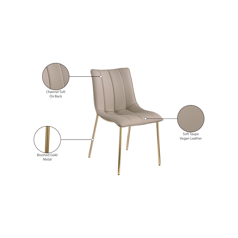Isla Taupe Vegan Leather Dining Chair, Set of 2. Picture 8