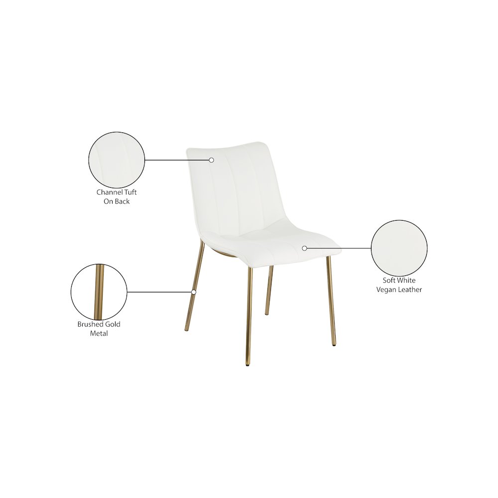 Isla Off-White Vegan Leather Upholstered Dining Chair, Set of 2. Picture 8