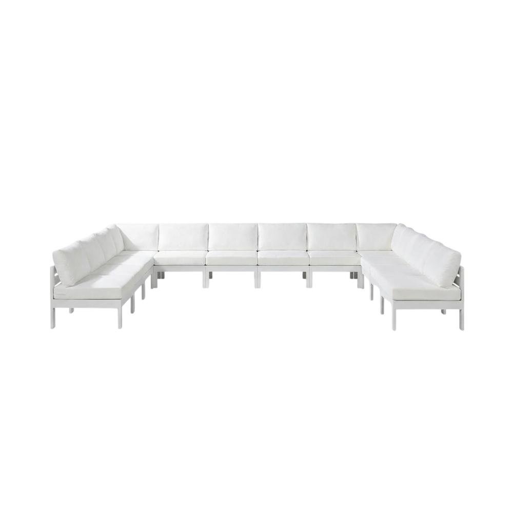 White Fabric Outdoor Patio Modular Sectional With Contemporary Design. Picture 4