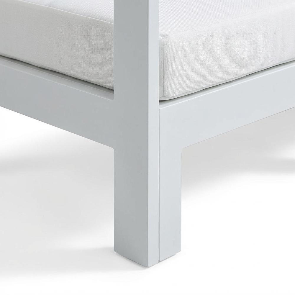 White Fabric Outdoor Patio Sectional, Contemporary Style, Comfortable Backrest. Picture 6