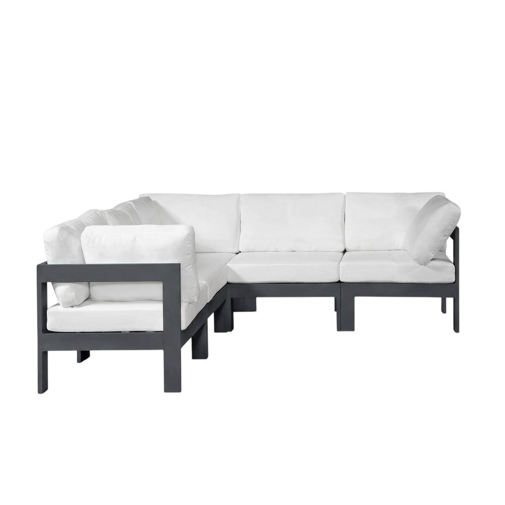 White Fabric Outdoor Patio Modular Sectional For Contemporary Lounge Comfort. Picture 4