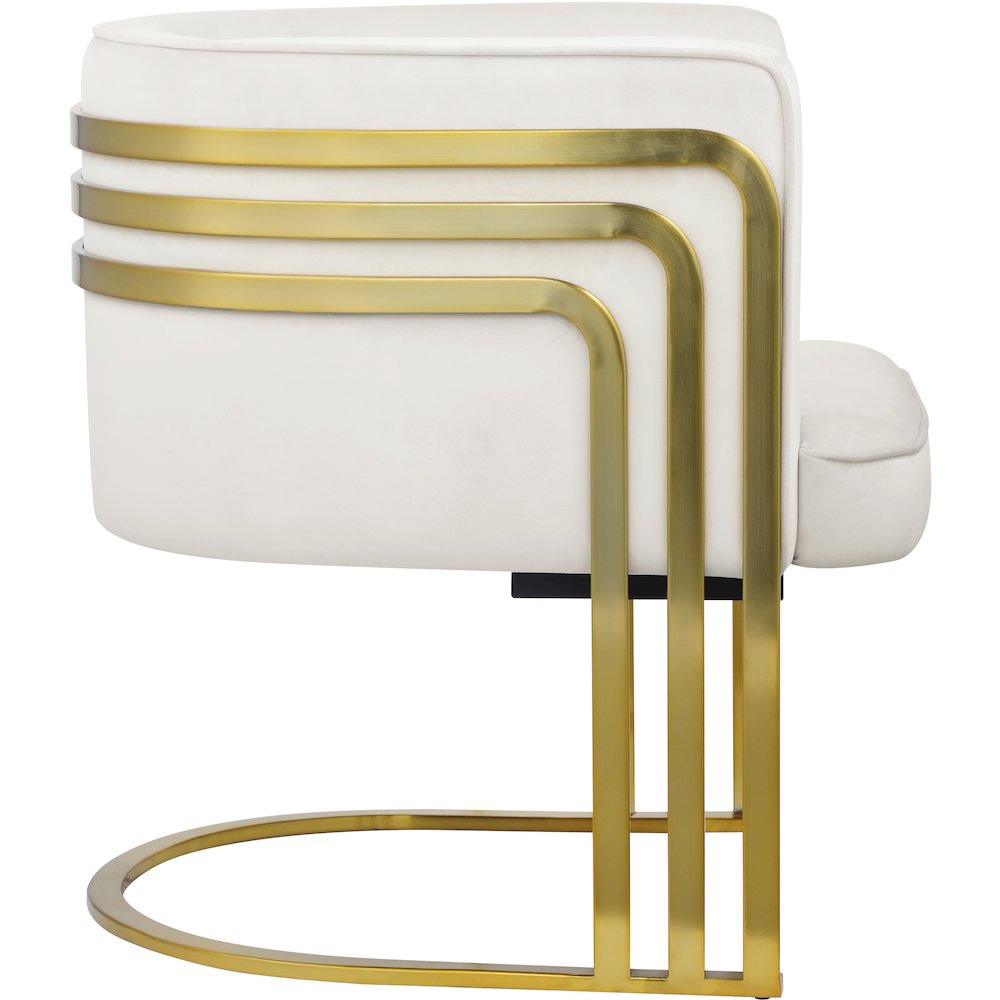 Rays Cream Velvet Accent Chair. Picture 3
