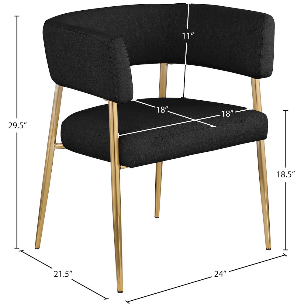Creston Black Durable Linen Textured Fabric Dining Chair. Picture 7