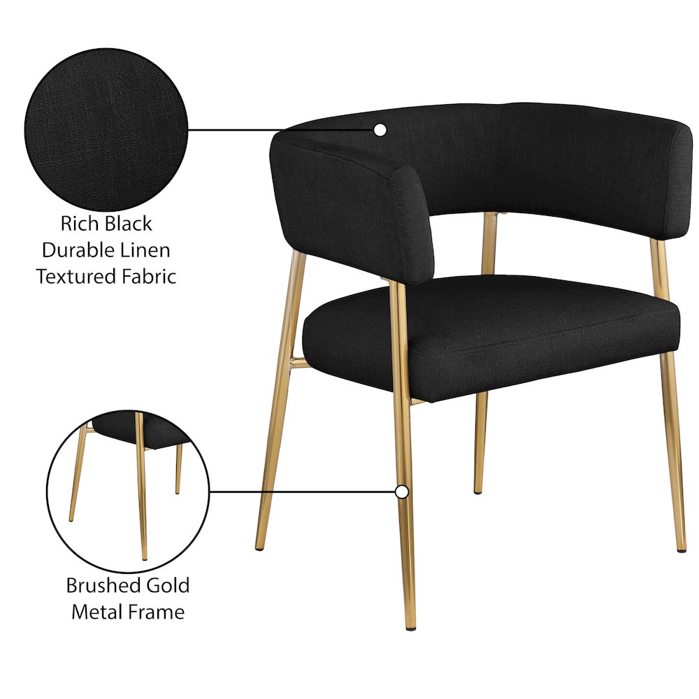 Creston Black Durable Linen Textured Fabric Dining Chair. Picture 8