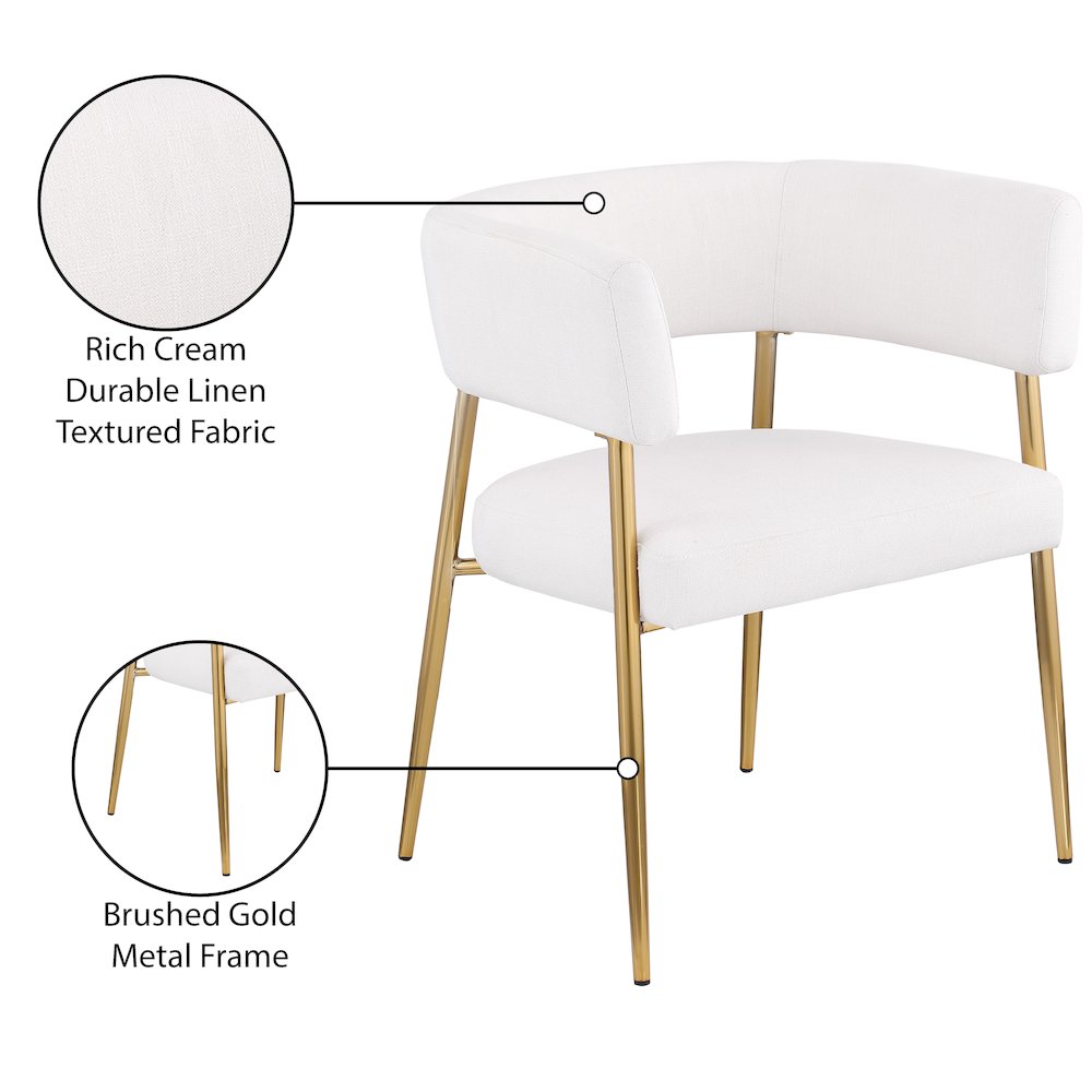 Creston Cream Durable Linen Textured Fabric Dining Chair. Picture 8