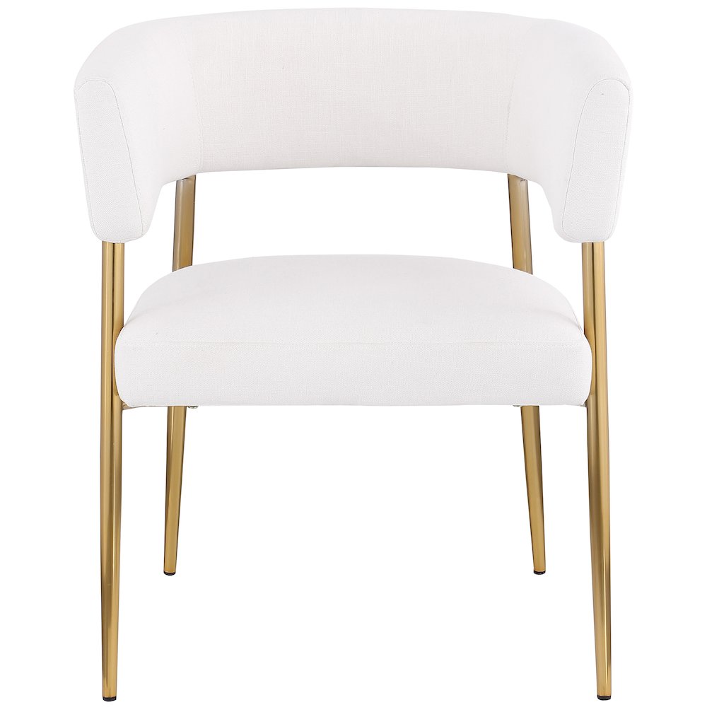 Creston Cream Durable Linen Textured Fabric Dining Chair. Picture 3