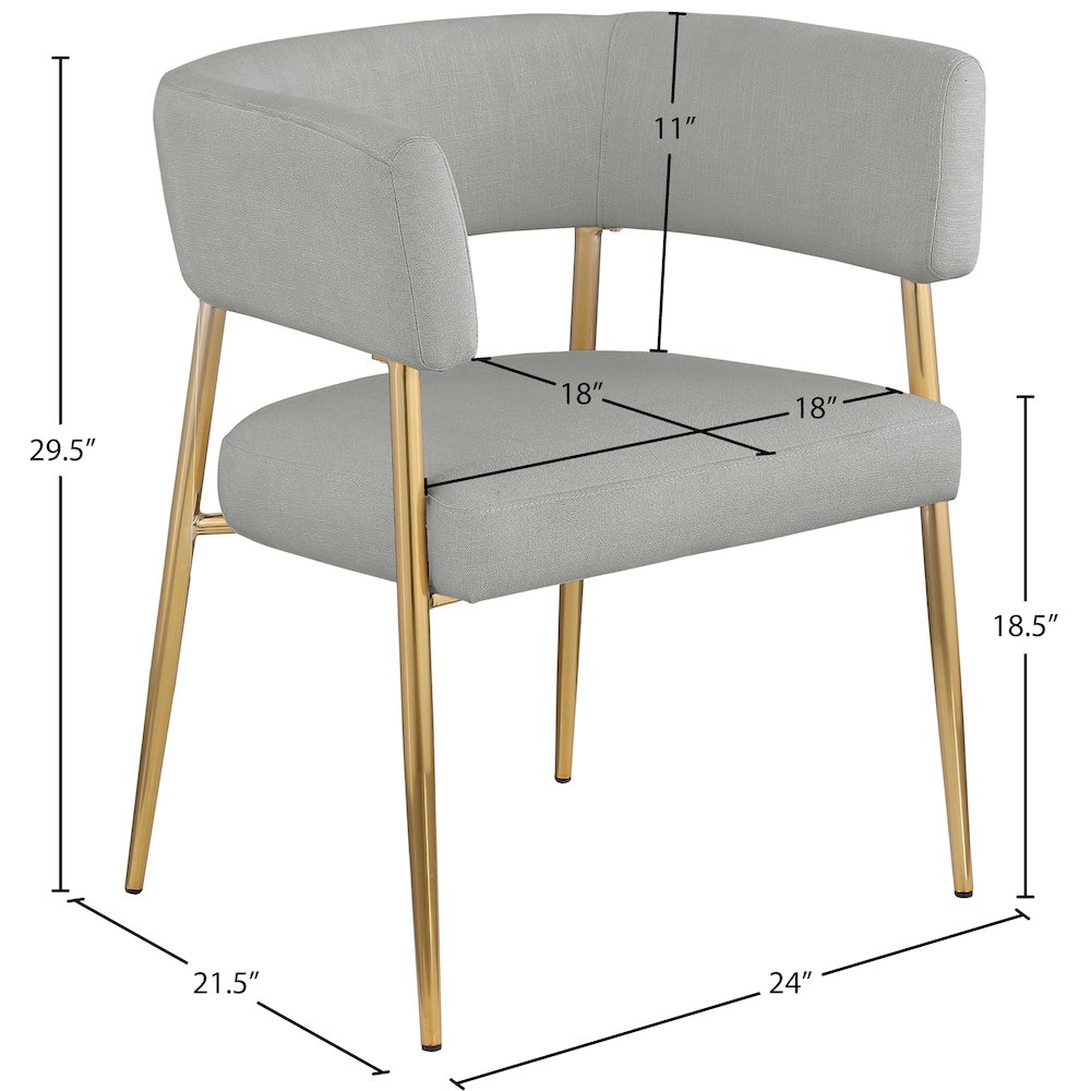 Creston Light Grey Durable Linen Textured Fabric Dining Chair. Picture 7
