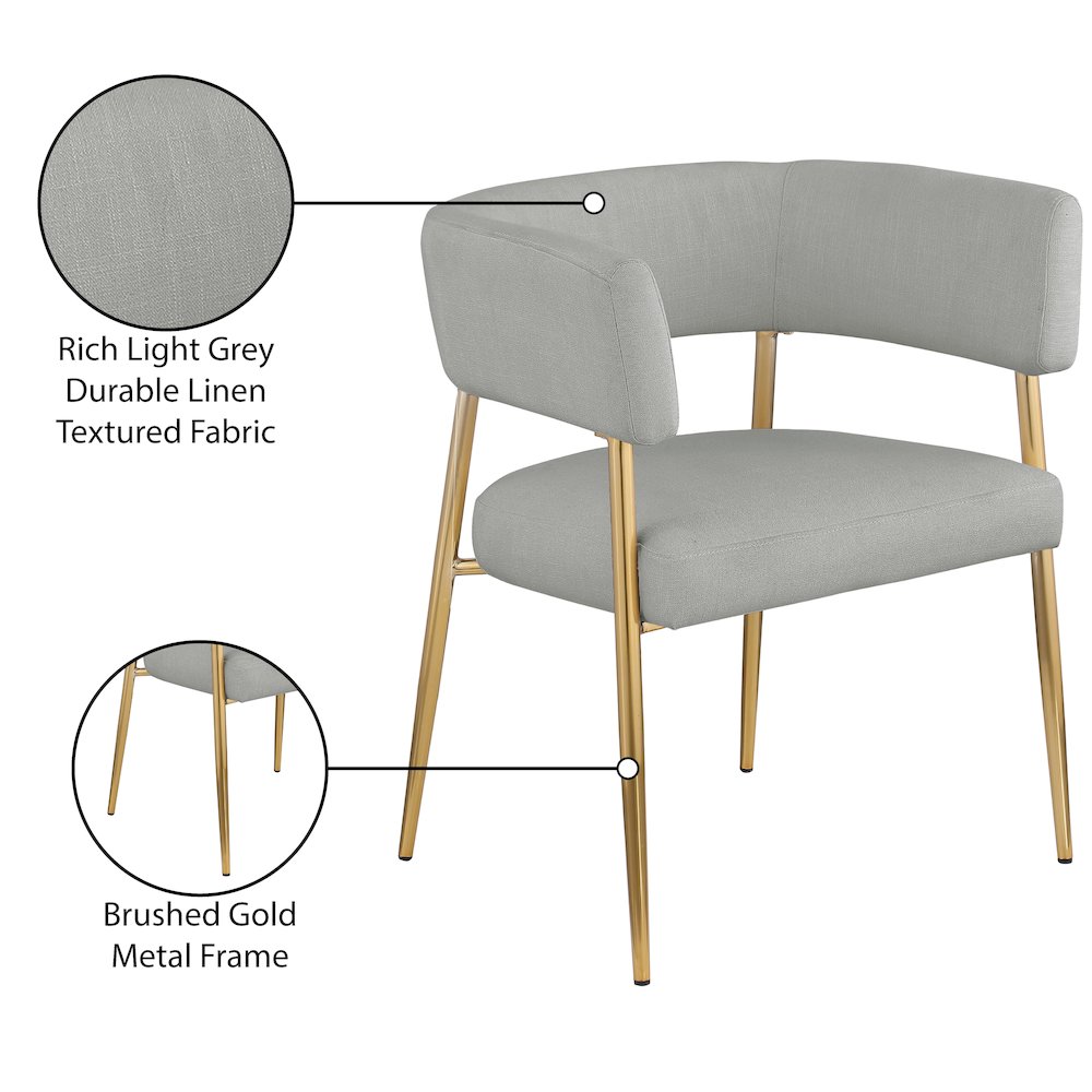 Creston Light Grey Durable Linen Textured Fabric Dining Chair. Picture 8