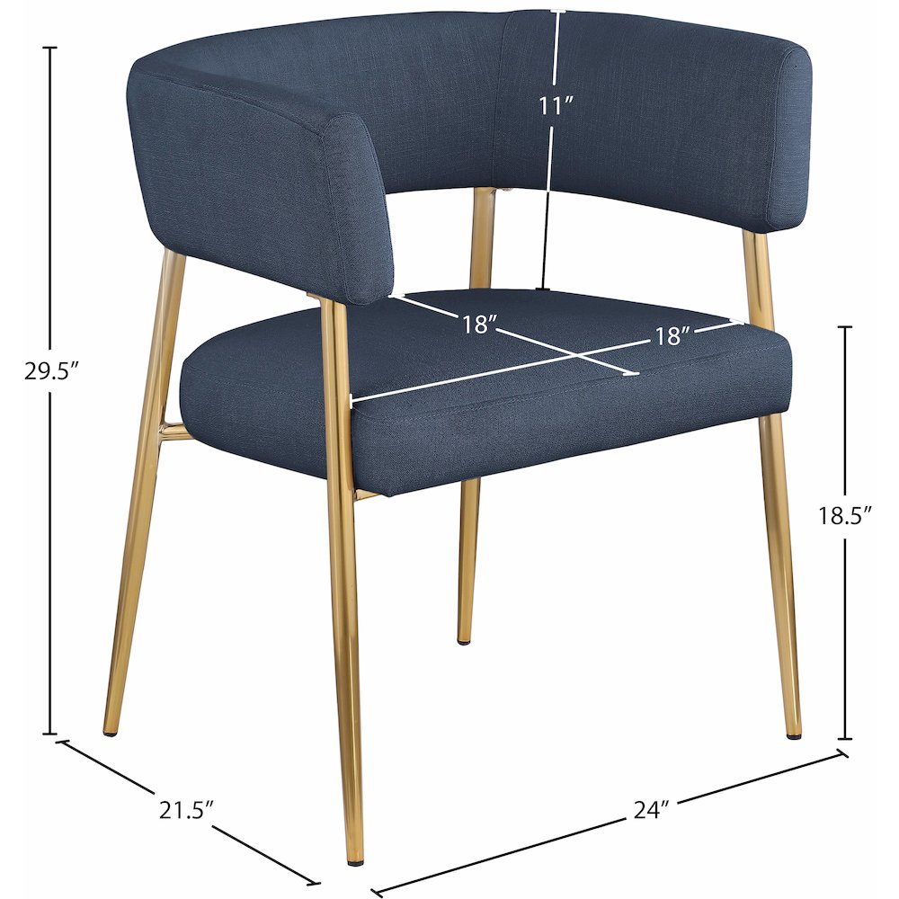 Creston Deep Navy Durable Linen Textured Fabric Dining Chair. Picture 7