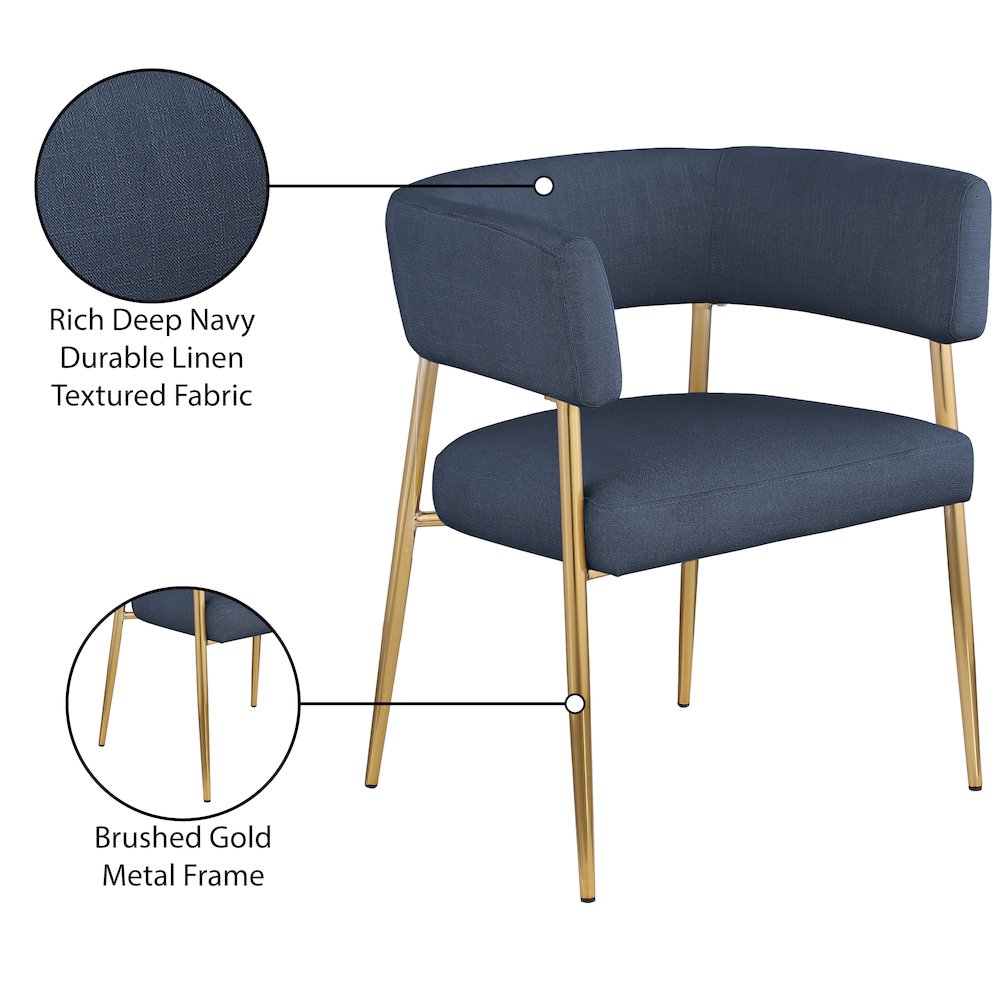 Creston Deep Navy Durable Linen Textured Fabric Dining Chair. Picture 8