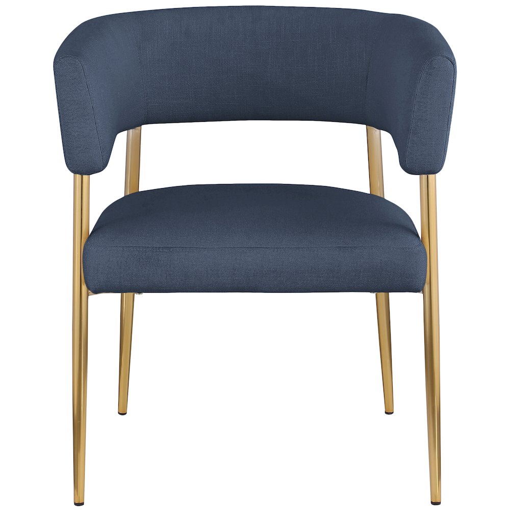 Creston Deep Navy Durable Linen Textured Fabric Dining Chair. Picture 3