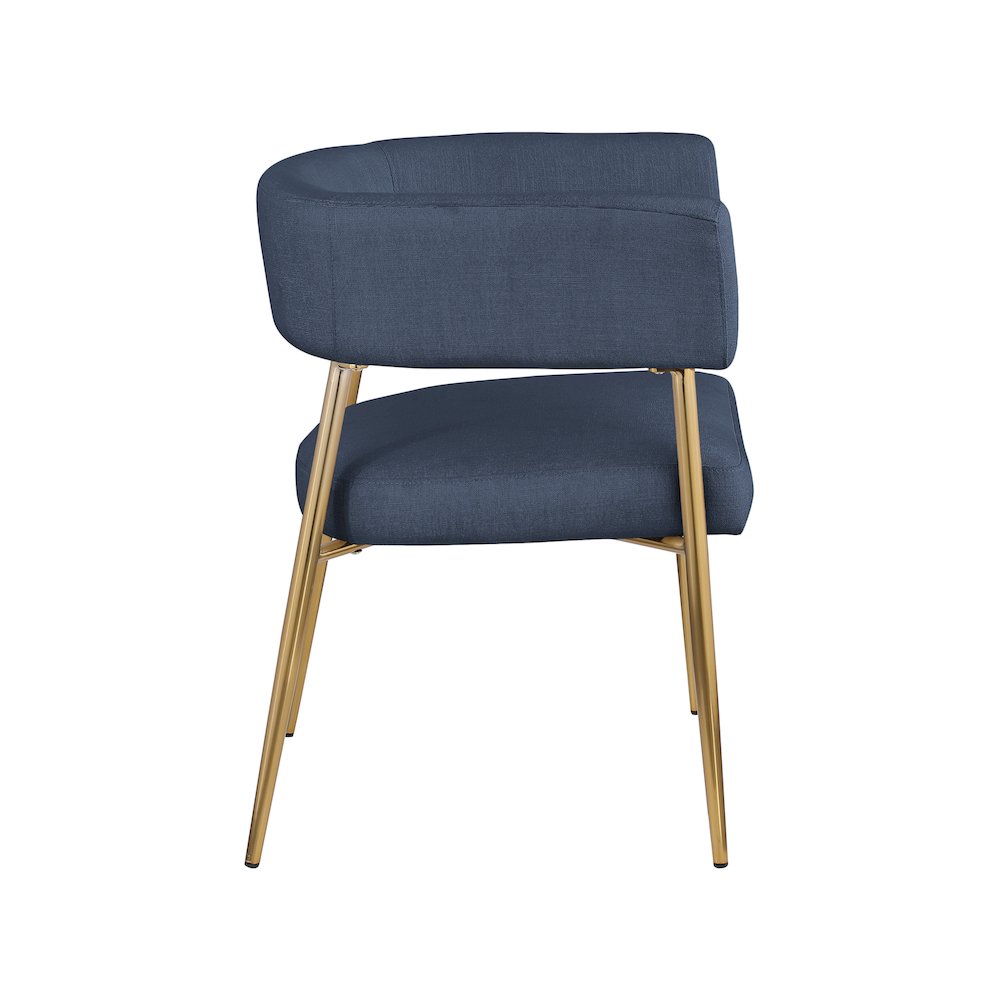Creston Deep Navy Durable Linen Textured Fabric Dining Chair. Picture 4