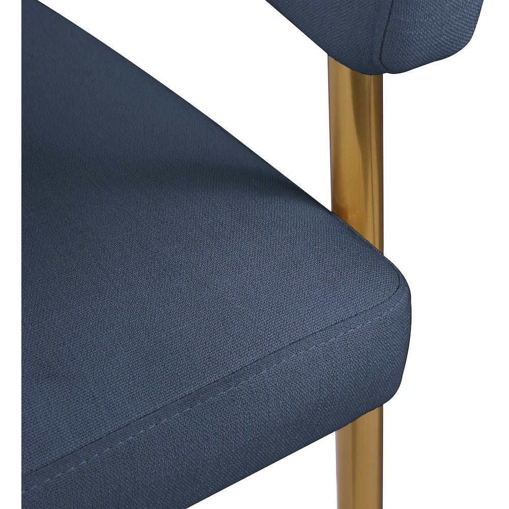 Creston Deep Navy Durable Linen Textured Fabric Dining Chair. Picture 6