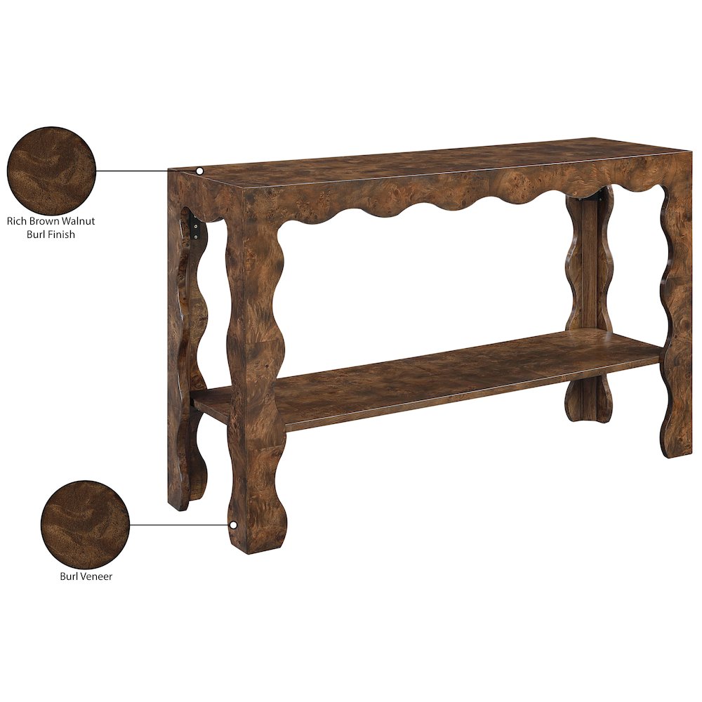 Vassa Brown Burl Veneer Console Table. Picture 9