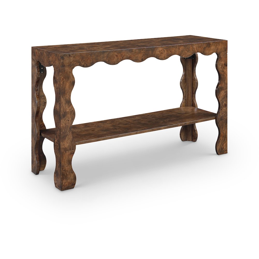 Vassa Brown Burl Veneer Console Table. Picture 1