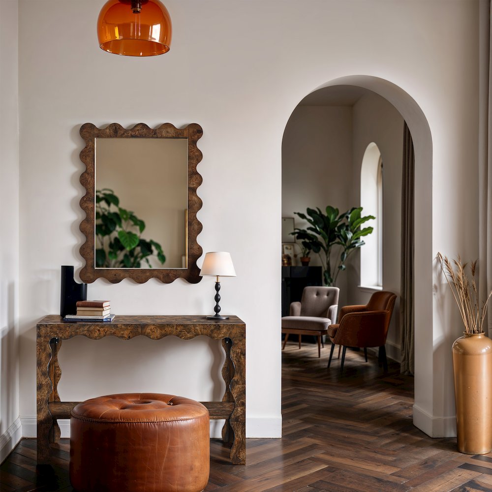 Vassa Brown Burl Veneer Console Table. Picture 7