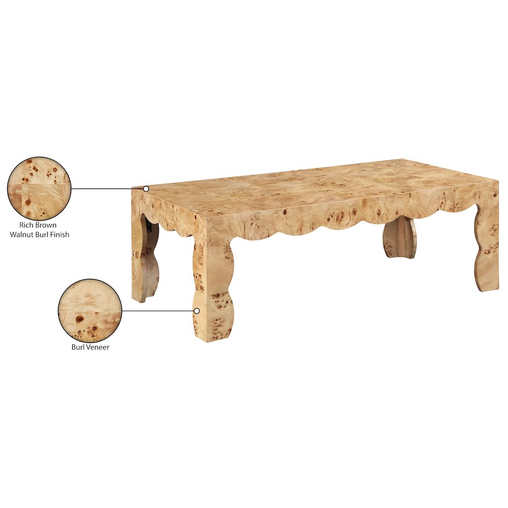 Vassa Natural Burl Veneer Coffee Table. Picture 9