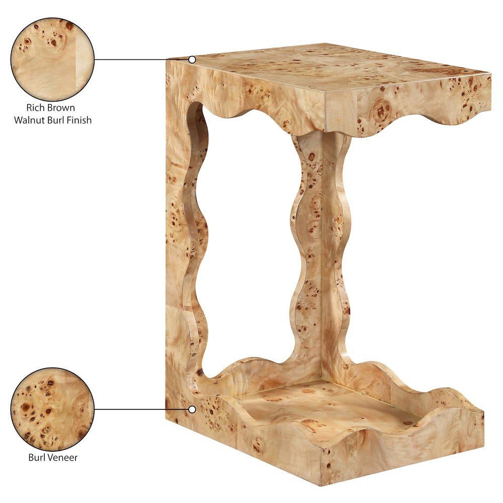 Vassa Natural Burl Veneer End Table. Picture 10