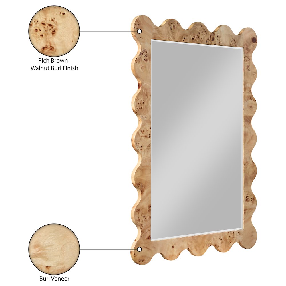 Vassa Natural Burl Veneer Mirror. Picture 5