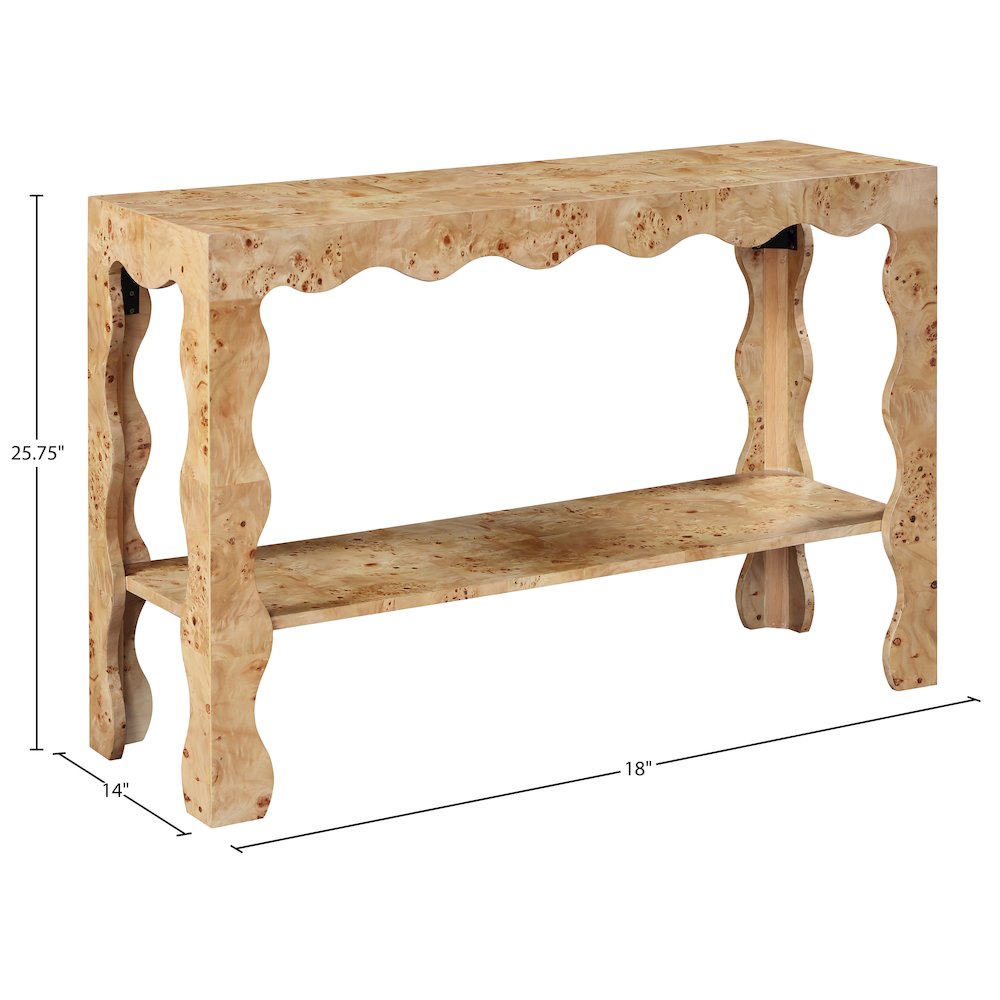Vassa Natural Burl Veneer Console Table. Picture 6