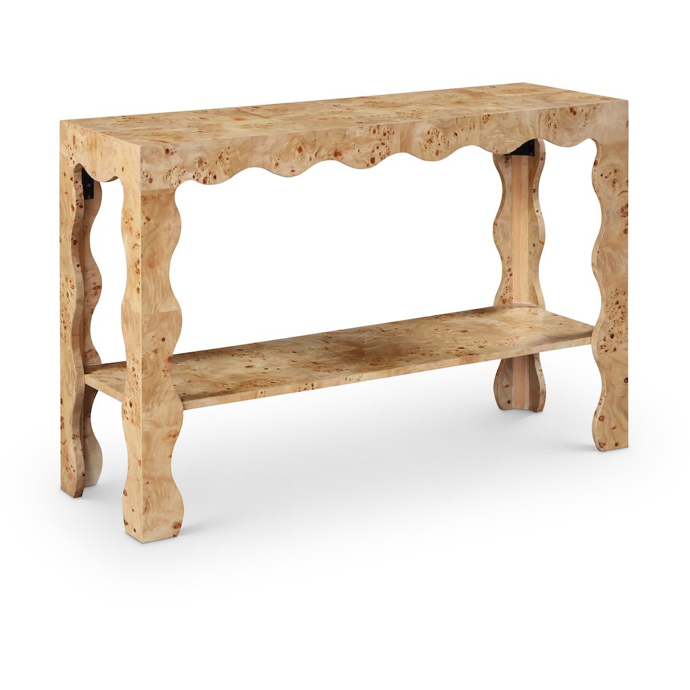 Vassa Natural Burl Veneer Console Table. Picture 1