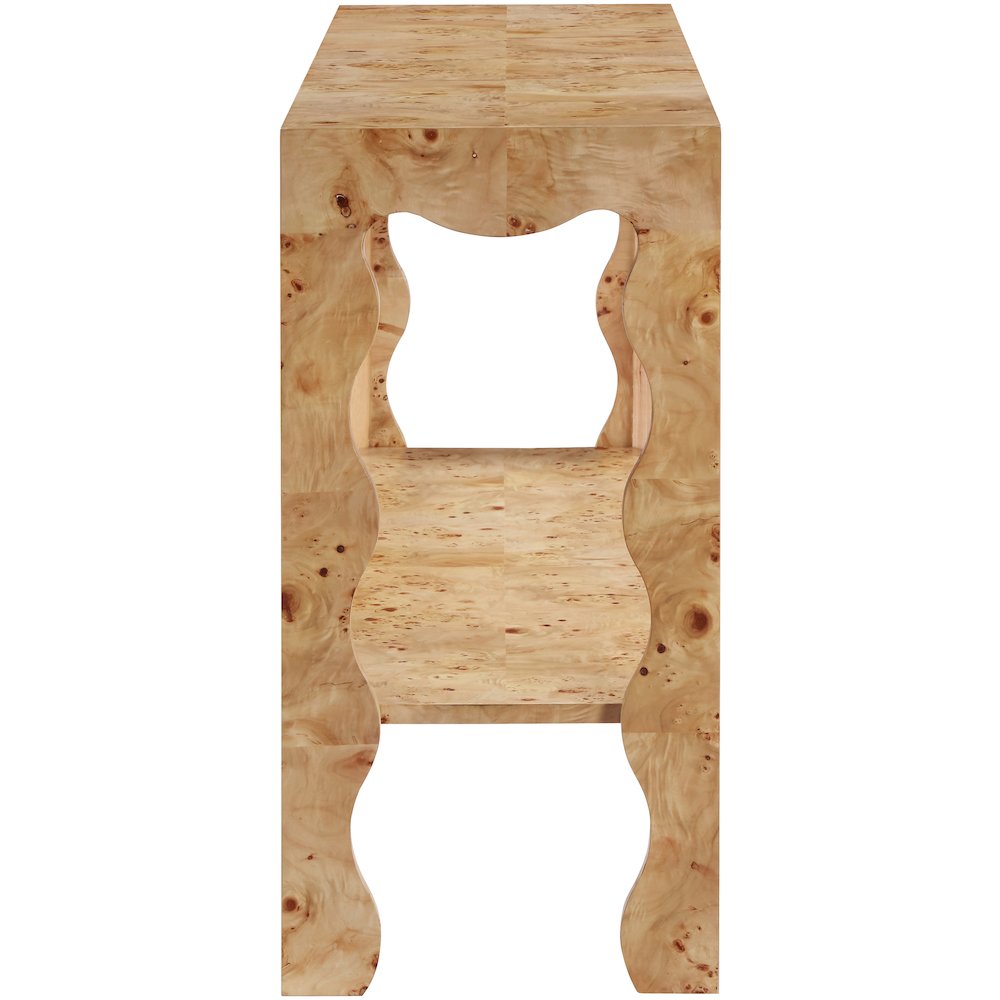 Vassa Natural Burl Veneer Console Table. Picture 8