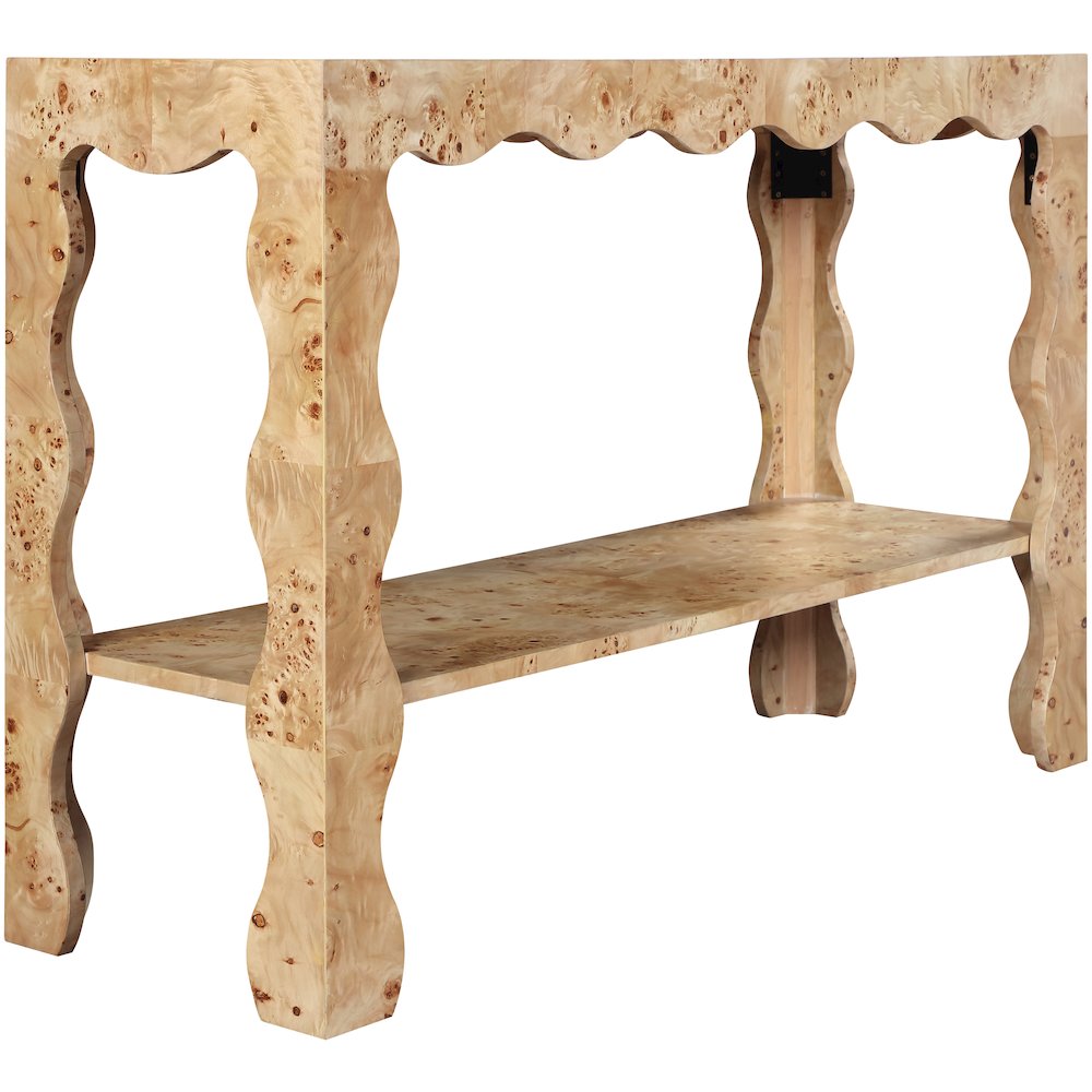 Vassa Natural Burl Veneer Console Table. Picture 3