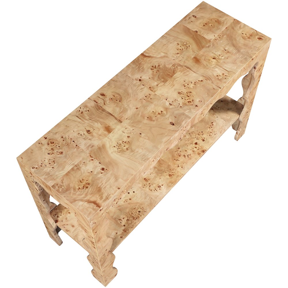 Vassa Natural Burl Veneer Console Table. Picture 4