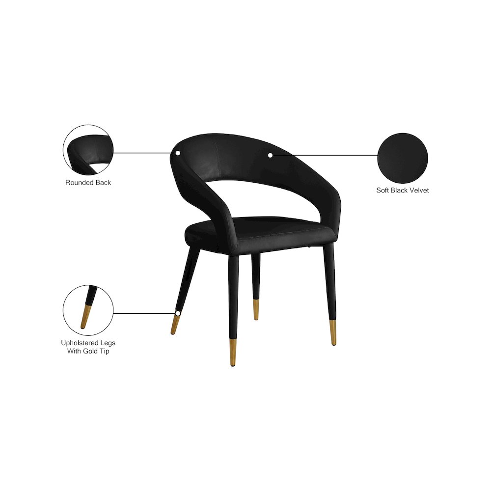 Destiny Black Velvet Dining Chair. Picture 8