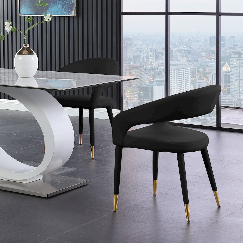 Destiny Black Velvet Dining Chair. Picture 6