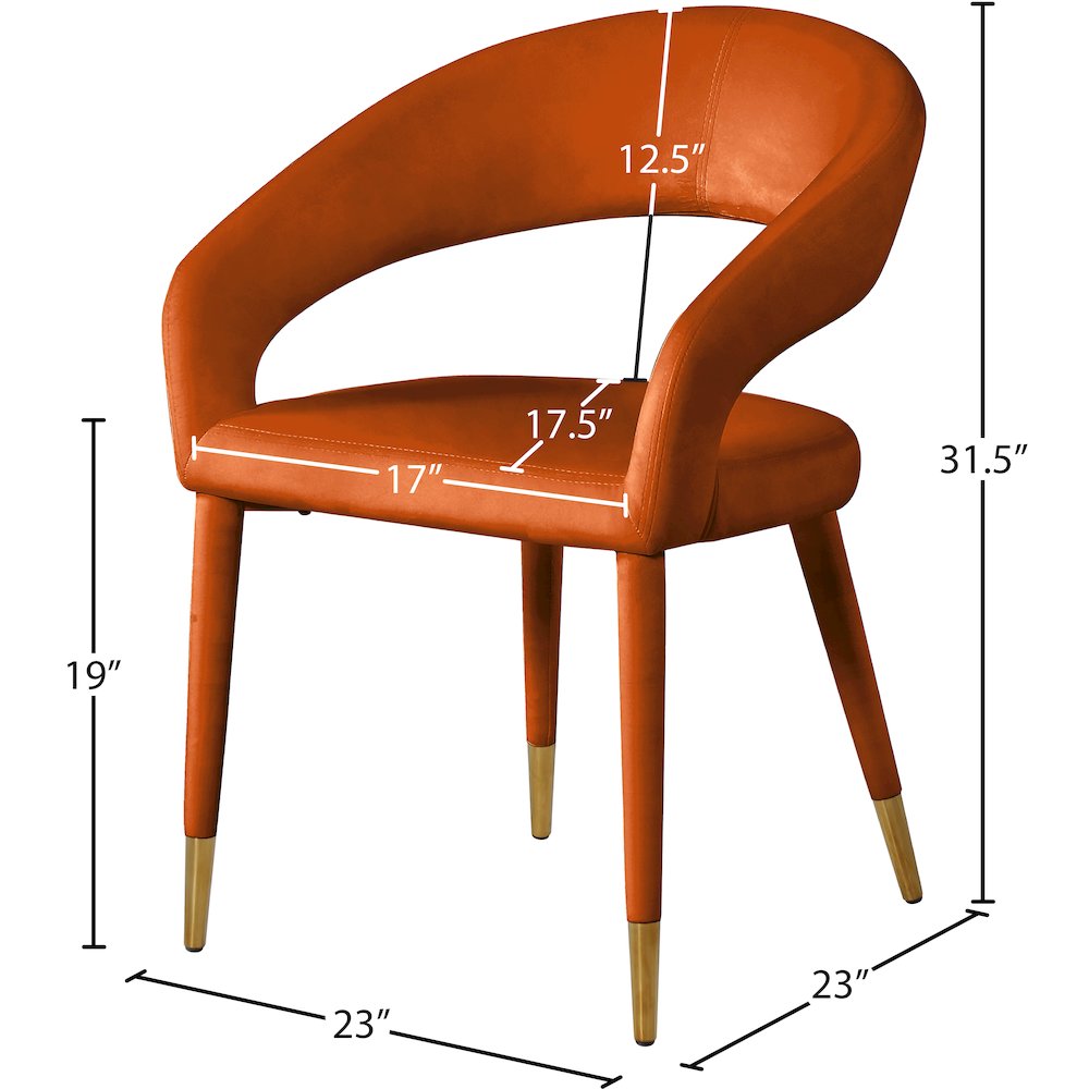 Destiny Cognac Velvet Dining Chair. Picture 7