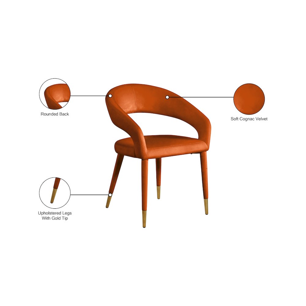 Destiny Cognac Velvet Dining Chair. Picture 8