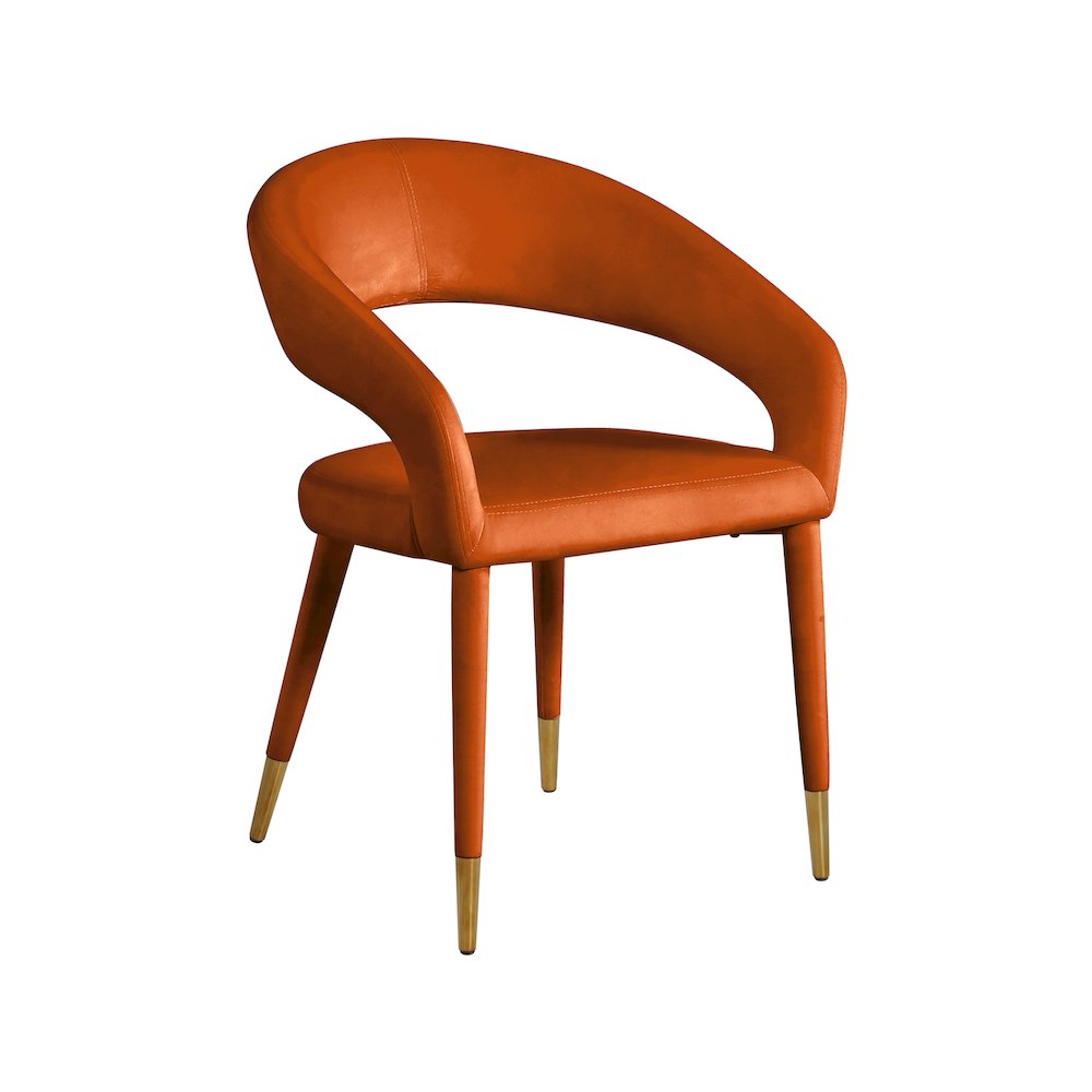 Destiny Cognac Velvet Dining Chair. Picture 1