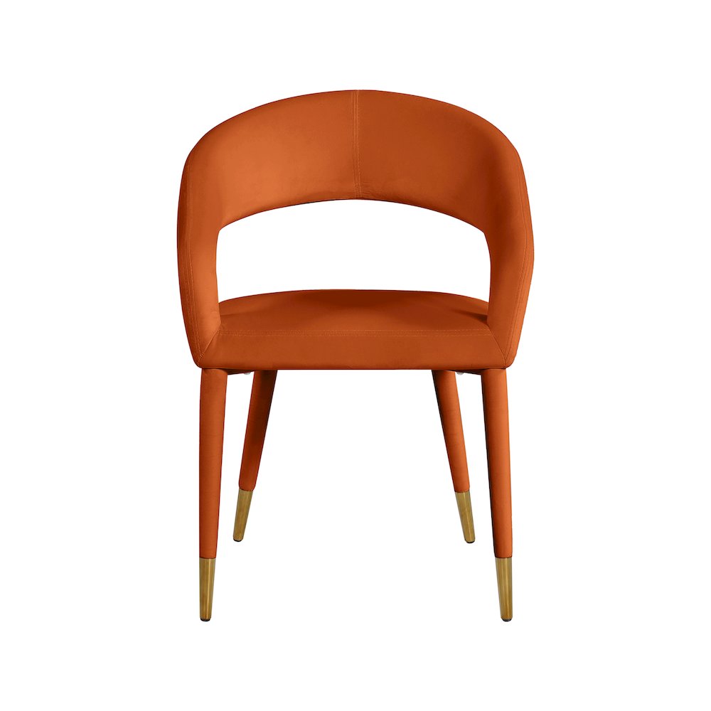 Destiny Cognac Velvet Dining Chair. Picture 3