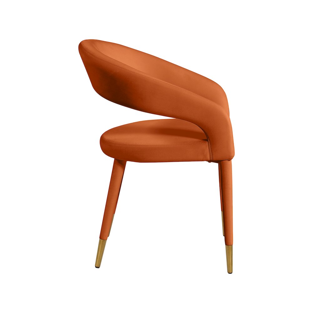 Destiny Cognac Velvet Dining Chair. Picture 4