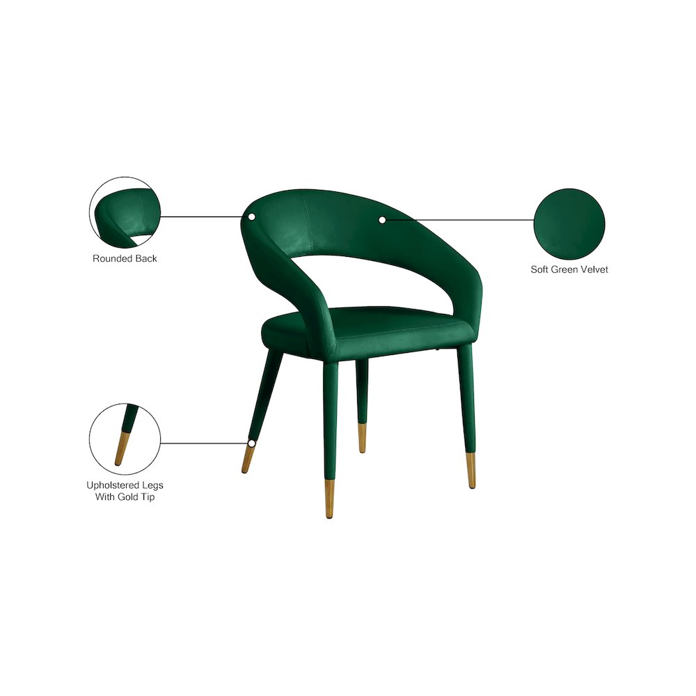 Destiny Green Velvet Dining Chair. Picture 8