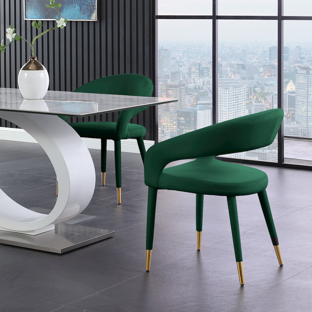 Destiny Green Velvet Dining Chair. Picture 6