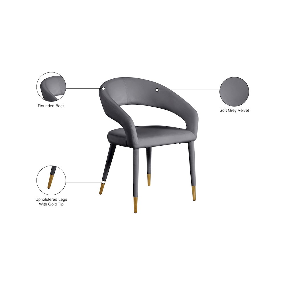 Destiny Grey Velvet Dining Chair. Picture 8