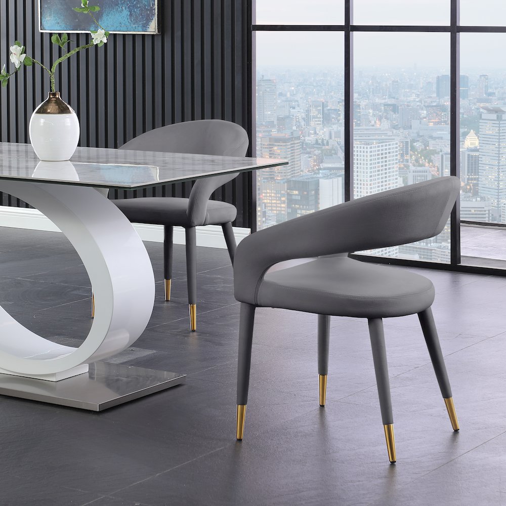 Destiny Grey Velvet Dining Chair. Picture 6