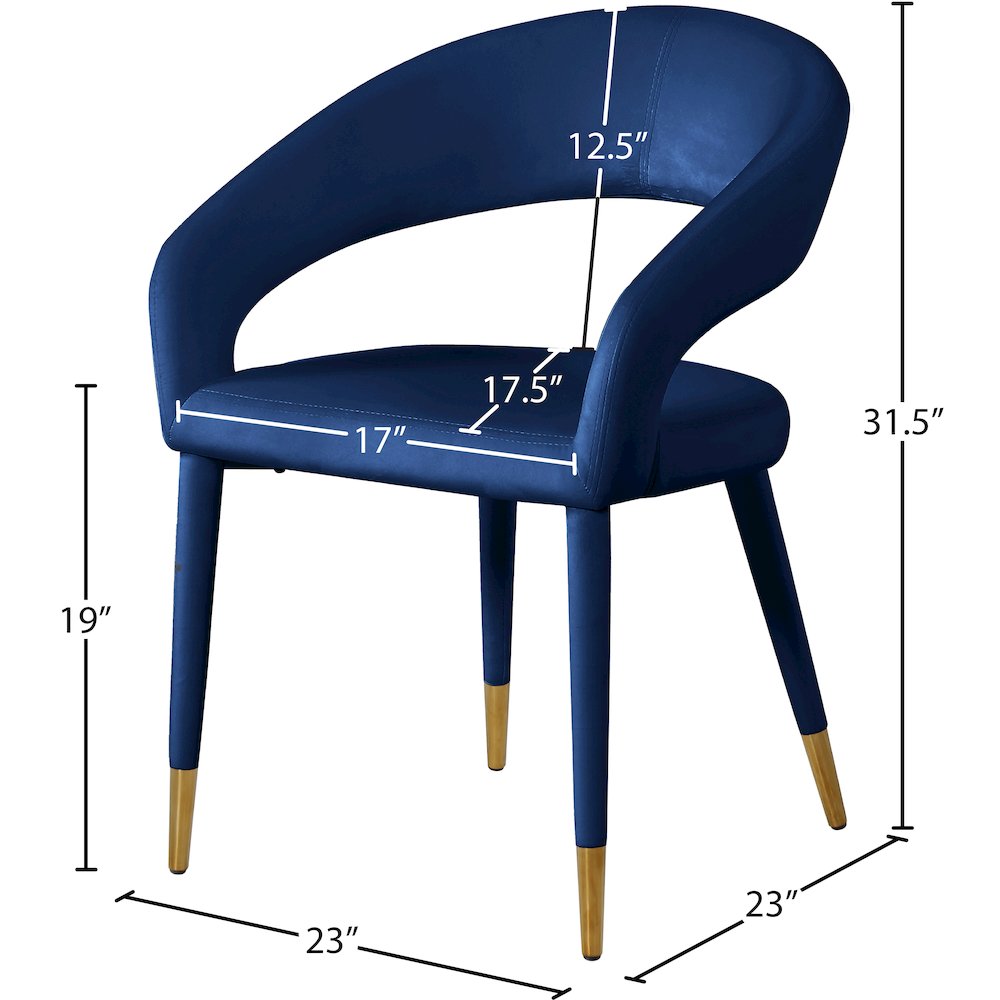 Destiny Navy Velvet Dining Chair. Picture 7