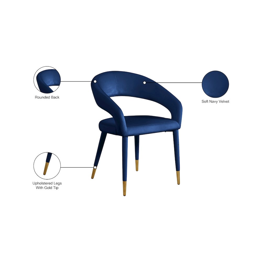 Destiny Navy Velvet Dining Chair. Picture 8