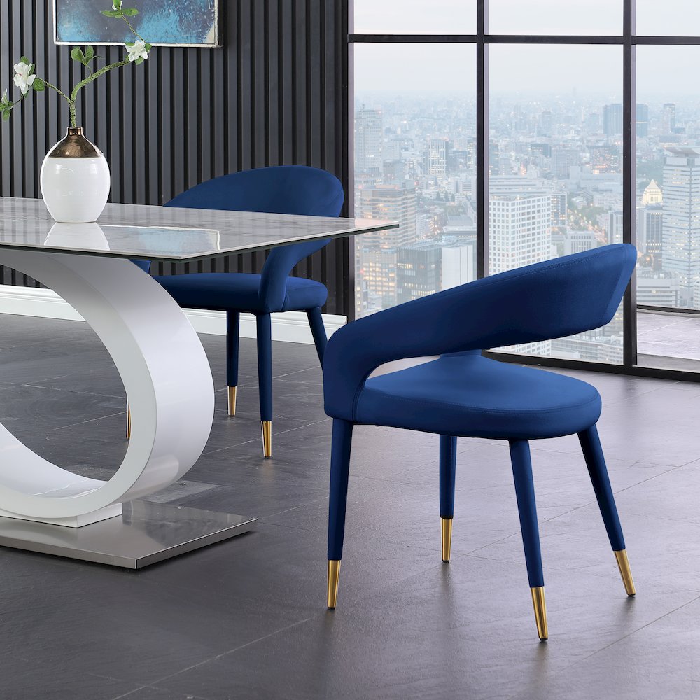 Destiny Navy Velvet Dining Chair. Picture 6