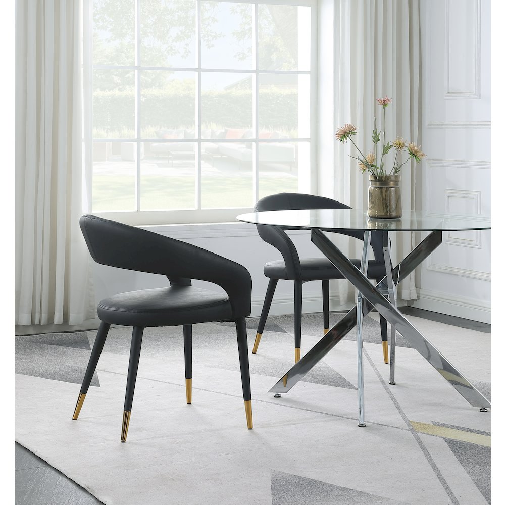 Destiny Black Vegan Leather Dining Chair. Picture 6