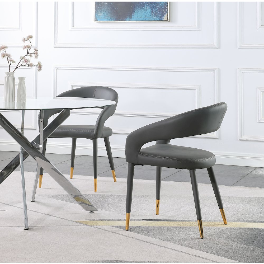 Destiny Grey Vegan Leather Dining Chair. Picture 6