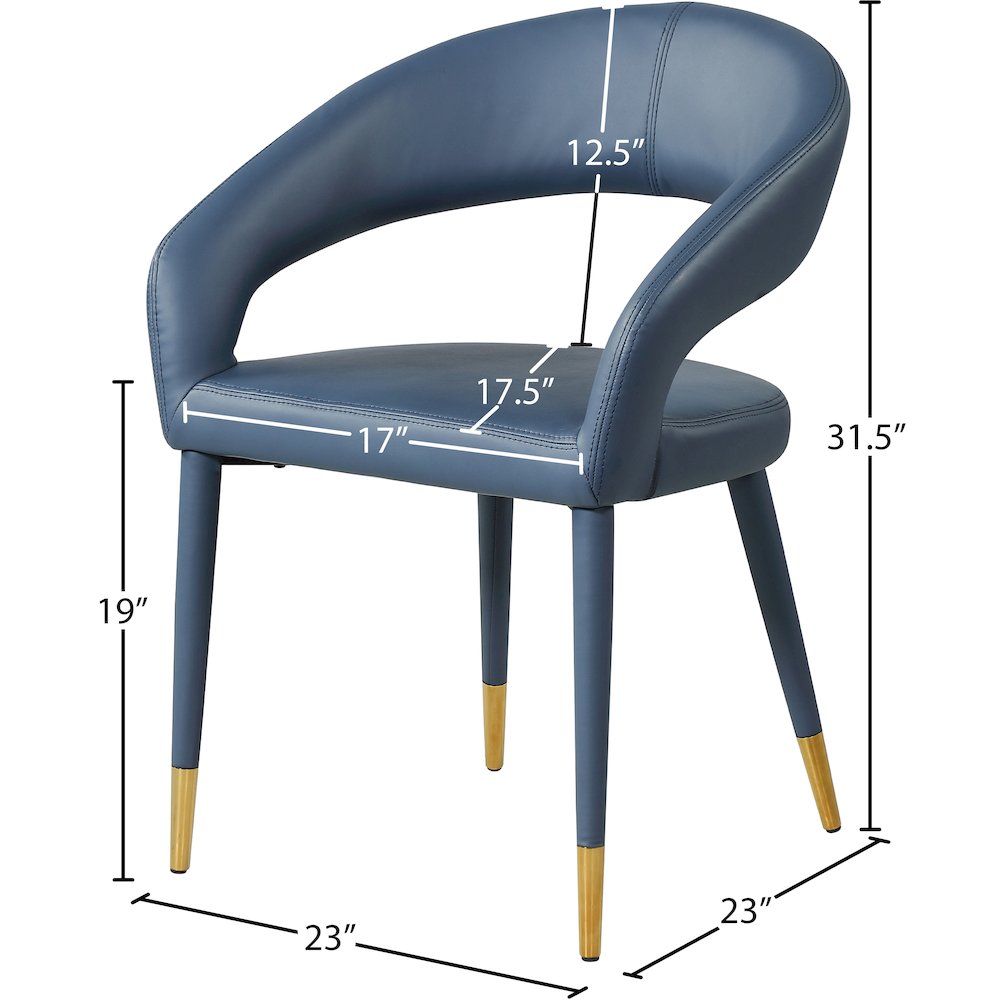 Destiny Navy Vegan Leather Dining Chair. Picture 7