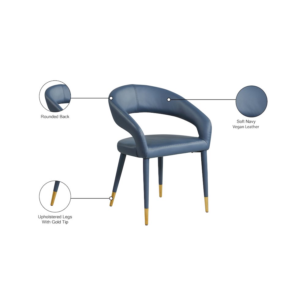 Destiny Navy Vegan Leather Dining Chair. Picture 8
