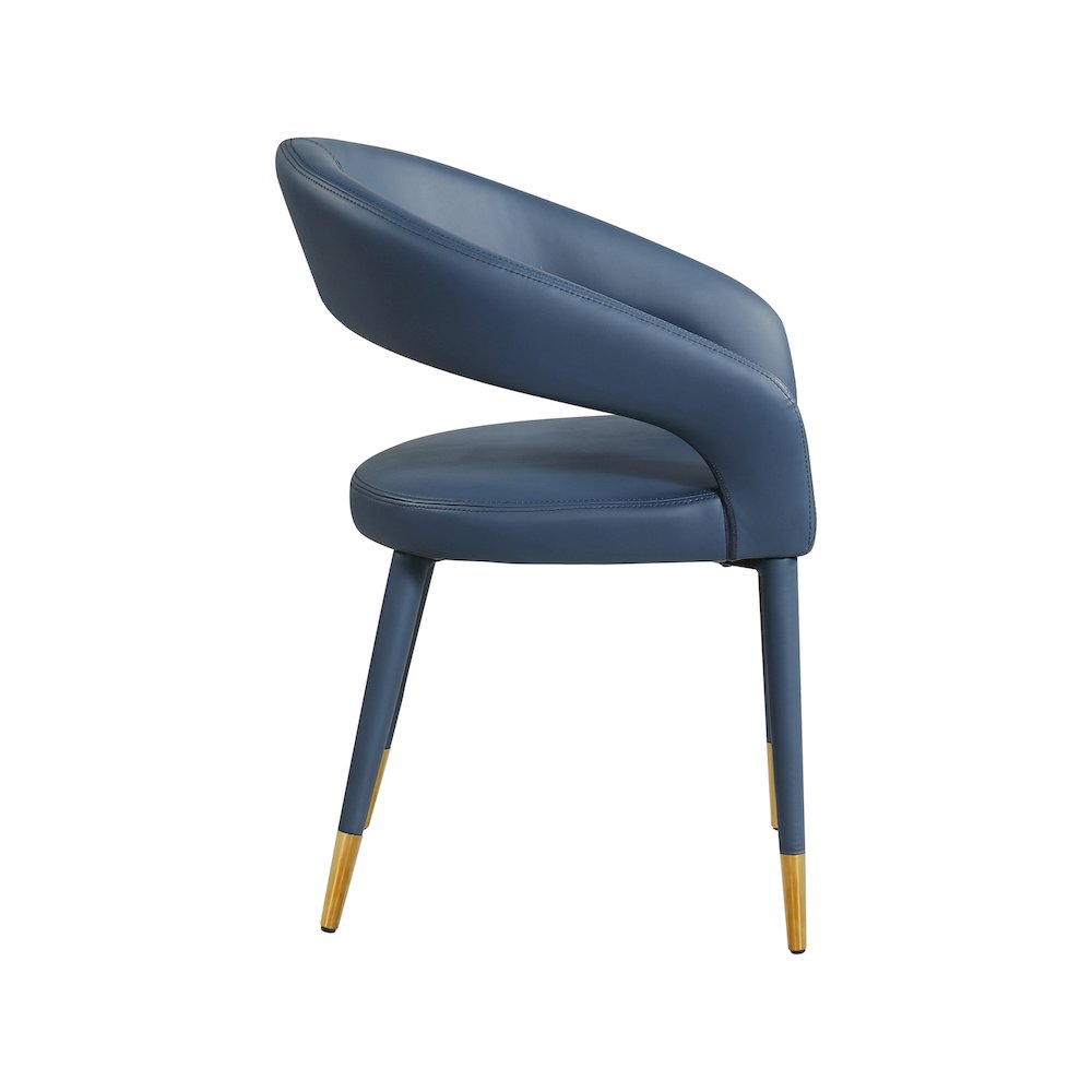 Destiny Navy Vegan Leather Dining Chair. Picture 4