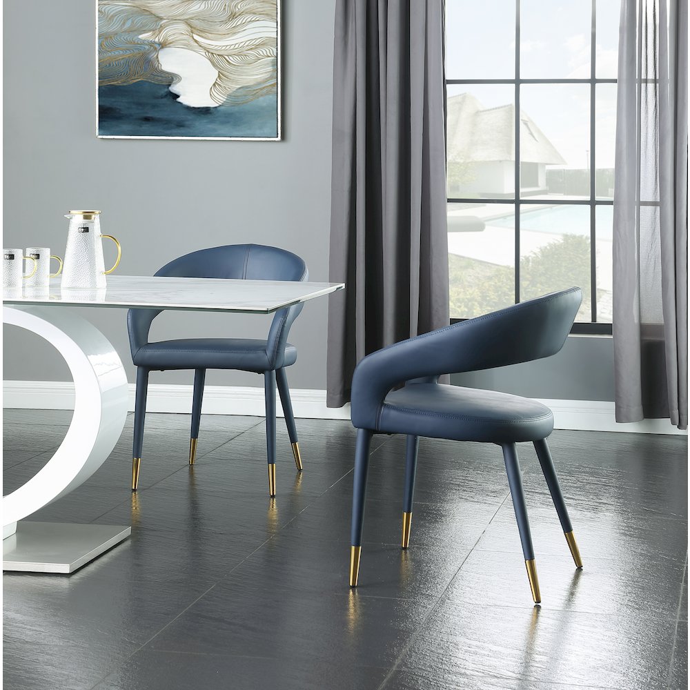 Destiny Navy Vegan Leather Dining Chair. Picture 6